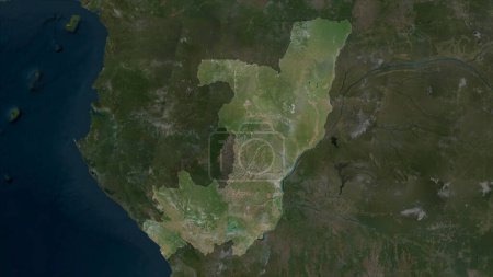 Republic of the Congo highlighted on a high resolution satellite map