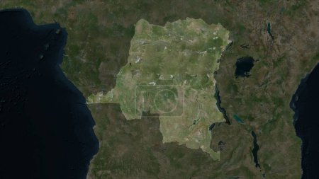 Democratic Republic of the Congo highlighted on a high resolution satellite map