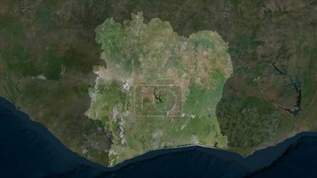 Elfenbeinküste auf einer hochauflösenden Satellitenkarte hervorgehoben
