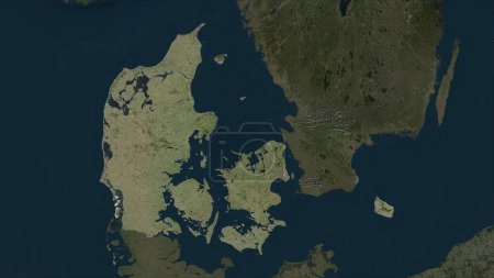 Denmark highlighted on a high resolution satellite map