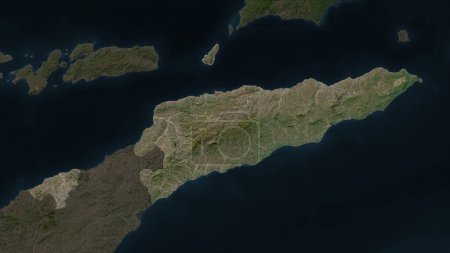 Timor Leste highlighted on a high resolution satellite map