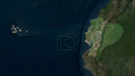 Ecuador with Galapagos Islands highlighted on a high resolution satellite map