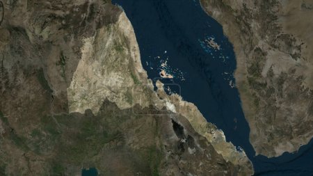 Eritrea auf einer hochauflösenden Satellitenkarte hervorgehoben
