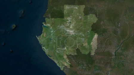Gabon highlighted on a high resolution satellite map