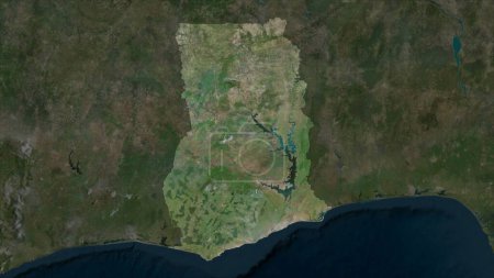 Ghana auf einer hochauflösenden Satellitenkarte hervorgehoben