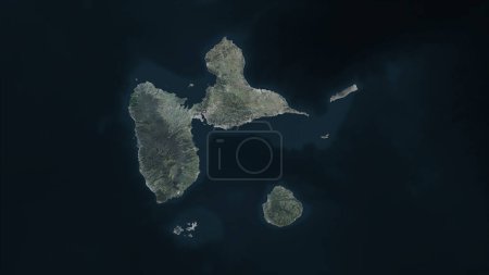 Guadeloupe mis en évidence sur une carte satellite haute résolution