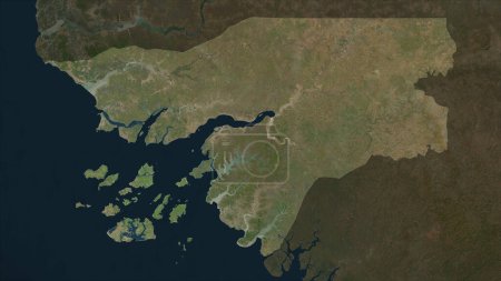 Guinea-Bissau auf einer hochauflösenden Satellitenkarte hervorgehoben