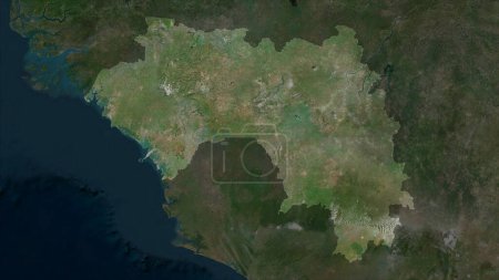 Guinea highlighted on a high resolution satellite map