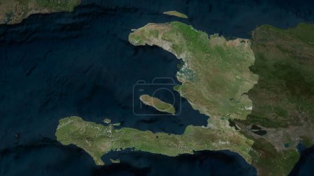 Haiti auf einer hochauflösenden Satellitenkarte hervorgehoben