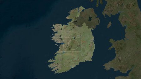 Ireland highlighted on a high resolution satellite map