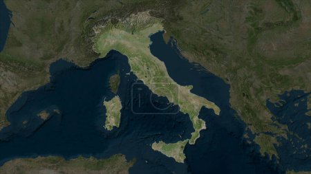 Italien auf einer hochauflösenden Satellitenkarte hervorgehoben