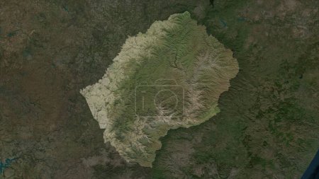 Lesotho highlighted on a high resolution satellite map