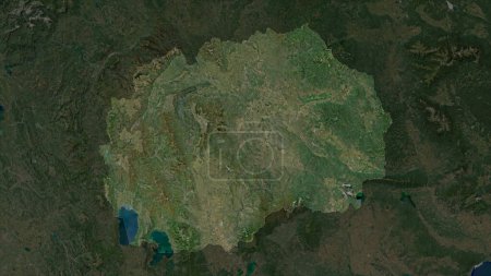 Nord-Mazedonien auf einer hochauflösenden Satellitenkarte hervorgehoben