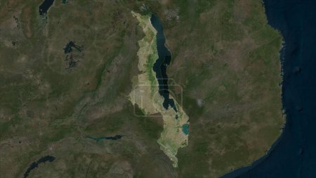 Malawi highlighted on a high resolution satellite map