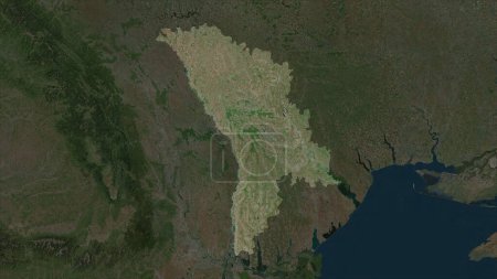 Moldova highlighted on a high resolution satellite map