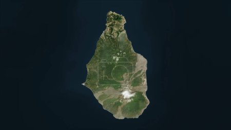 Montserrat highlighted on a high resolution satellite map