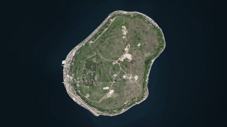 Nauru highlighted on a high resolution satellite map