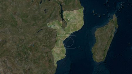 Mozambique highlighted on a high resolution satellite map