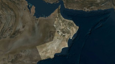 Oman highlighted on a high resolution satellite map