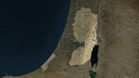 Téléchargez les photos : Palestine mis en évidence sur une carte satellite haute résolution - en image libre de droit