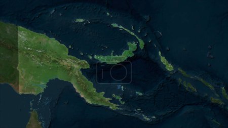 Papua New Guinea highlighted on a high resolution satellite map