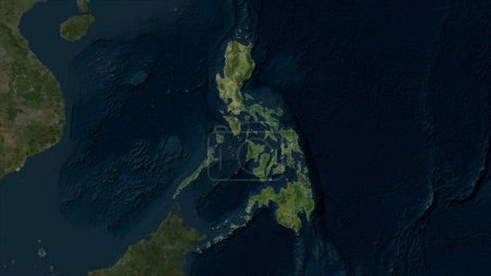 Philippinen auf einer hochauflösenden Satellitenkarte hervorgehoben