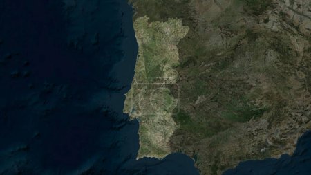 Portugal highlighted on a high resolution satellite map