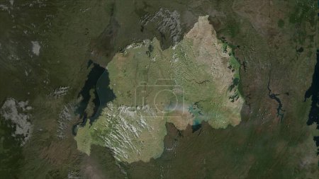 Rwanda highlighted on a high resolution satellite map