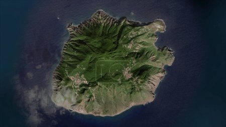 Saba - Caribe holandés destacado en un mapa satelital de alta resolución