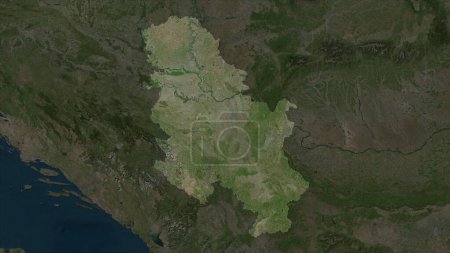 Serbien auf einer hochauflösenden Satellitenkarte hervorgehoben
