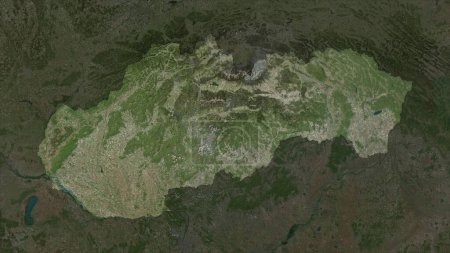 Slovakia highlighted on a high resolution satellite map