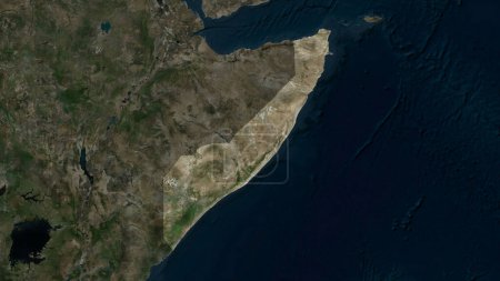 Somalia continental destacado en un mapa satelital de alta resolución