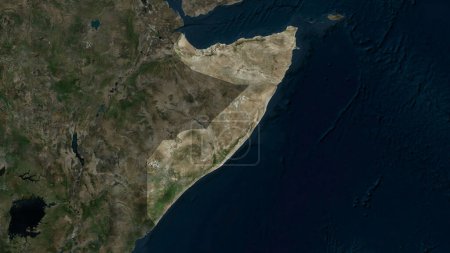 Somalia highlighted on a high resolution satellite map
