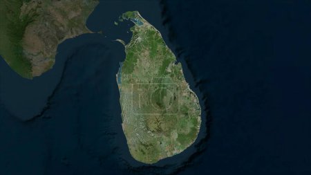 Sri Lanka auf einer hochauflösenden Satellitenkarte hervorgehoben