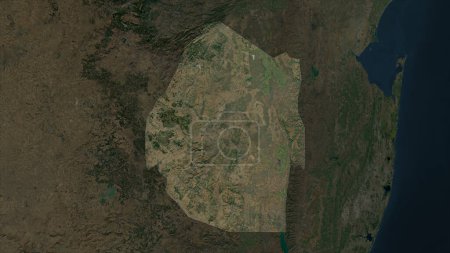 Eswatini mis en évidence sur une carte satellite haute résolution