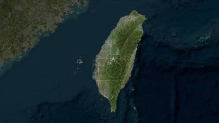 Taiwan highlighted on a high resolution satellite map