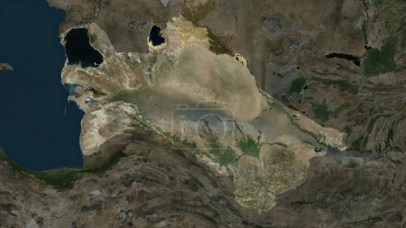 Turkmenistan highlighted on a high resolution satellite map