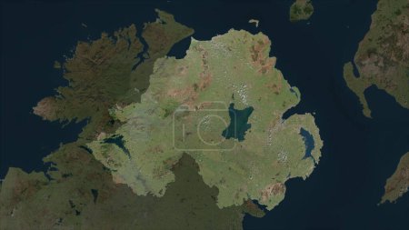 Nordirland auf einer hochauflösenden Satellitenkarte hervorgehoben