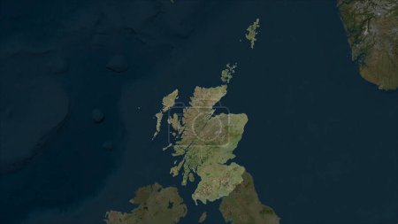 Escocia - Gran Bretaña destaca en un mapa satelital de alta resolución
