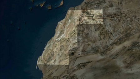 Western Sahara highlighted on a high resolution satellite map