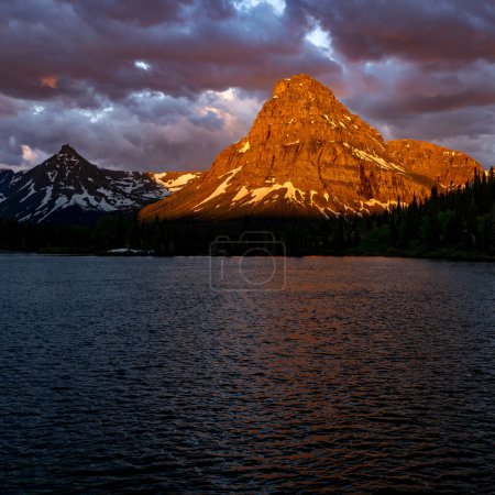Photo for Montana high mountain lake at sunrise reflection - Royalty Free Image