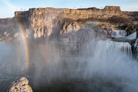 Snake River waterfall and Dam PowerStation with a rainbow