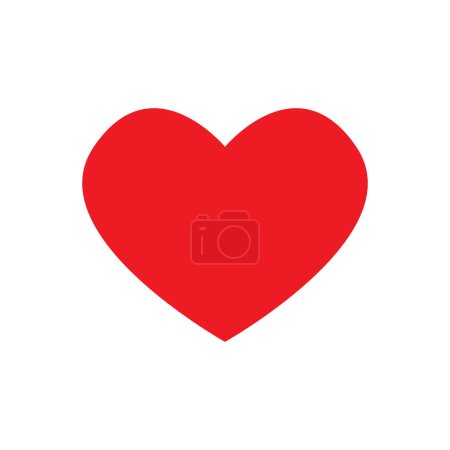 Ilustración de Icono corazón rojo en estilo plano para el diseño web y aplicaciones. Ilustración vectorial aislada sobre fondo blanco - Imagen libre de derechos