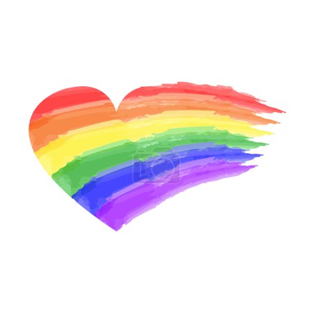 Ilustración de Corazón de orgullo. Símbolo LGBT en colores arcoíris. Ilustración vectorial aislada sobre fondo blanco. Eps 10 - Imagen libre de derechos