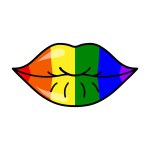 Rainbow sexy shining pride lips. Symbol LGBT. Vector illustration on transparent background