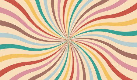 Illustration for Groovy retro swirl burst, summer and carnival background. Vector illustration - Royalty Free Image