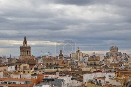 Photo for Gothic-style bell tower of the Valencia Cathedral called El Miguelete - Royalty Free Image