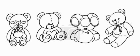 Téléchargez les illustrations : Ensemble de mignon ours dessin animé - en licence libre de droit