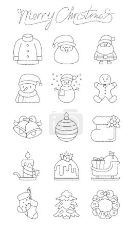 Illustration for Merry christmas and happy new year icons set. vector illustration - Royalty Free Image