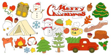 Téléchargez les illustrations : Joyeux Noël icônes vectorielles ensemble - en licence libre de droit